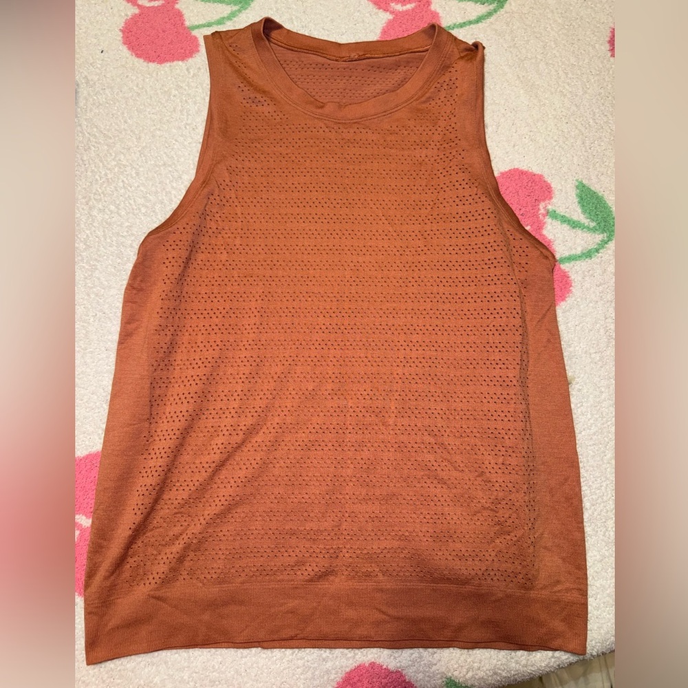 Orange Sleeveless Mesh Top